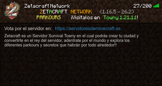 Zetacraft Network Servidor de Minecraft - ServidoresDeMinecraft.ES
