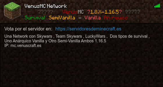 VenusMC Network Servidor de Minecraft - ServidoresDeMinecraft.ES