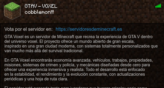 GTAV - VOXEL Servidor de Minecraft - ServidoresDeMinecraft.ES