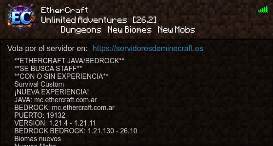 EtherCraft Servidor de Minecraft - ServidoresDeMinecraft.ES