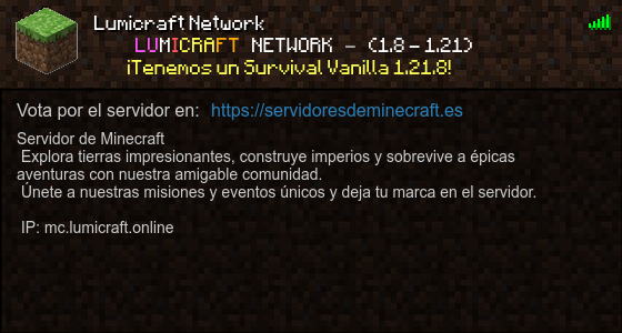 Lumicraft Network Servidor de Minecraft - ServidoresDeMinecraft.ES