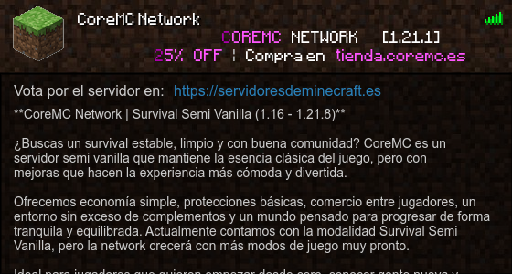 CoreMC Network Servidor de Minecraft - ServidoresDeMinecraft.ES