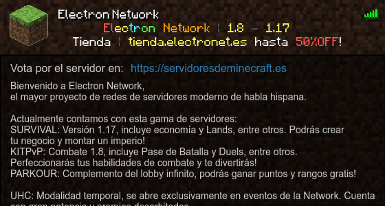 Electron Network Servidor de Minecraft - ServidoresDeMinecraft.ES