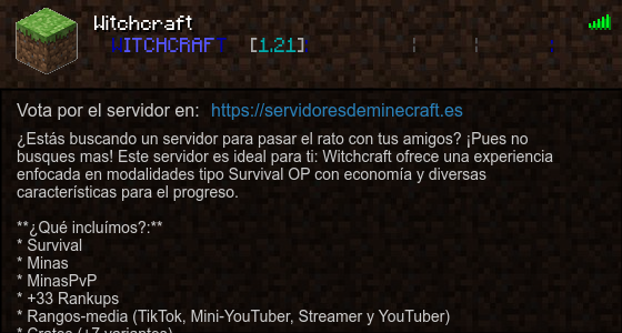 Witchcraft Servidor de Minecraft - ServidoresDeMinecraft.ES