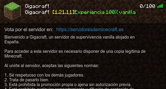 Gigacraft Servidor de Minecraft - ServidoresDeMinecraft.ES