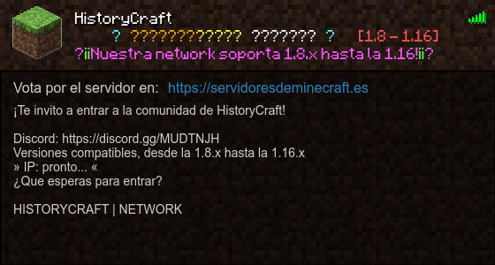 HistoryCraft Servidor de Minecraft - ServidoresDeMinecraft.ES
