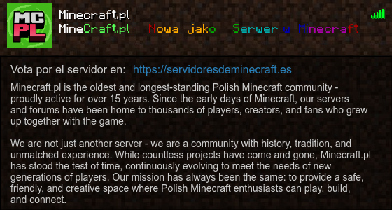 Minecraft.pl Servidor de Minecraft - ServidoresDeMinecraft.ES