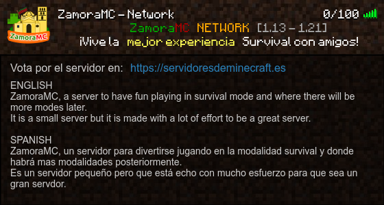 ZamoraMC - Network Servidor de Minecraft - ServidoresDeMinecraft.ES