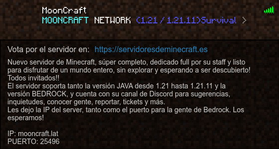 MoonCraft Servidor de Minecraft - ServidoresDeMinecraft.ES