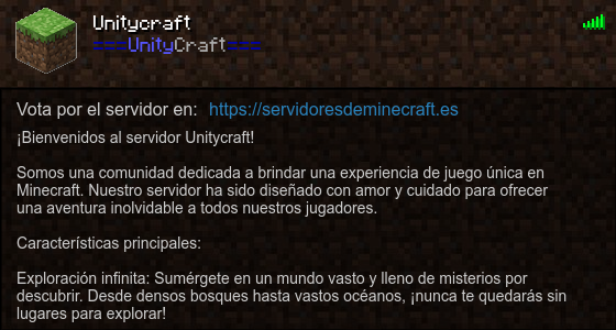 Unitycraft Servidor de Minecraft - ServidoresDeMinecraft.ES