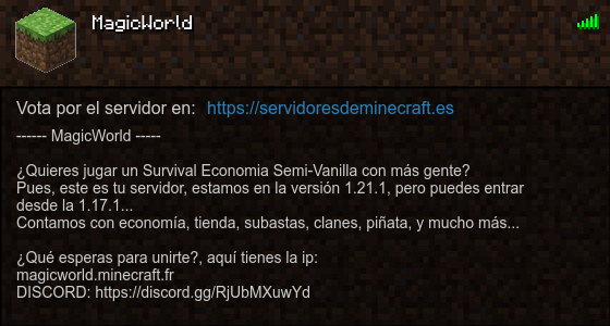 MagicWorld Servidor de Minecraft - ServidoresDeMinecraft.ES