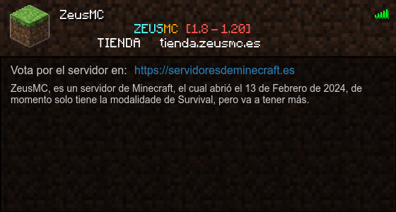 ZeusMC Servidor de Minecraft - ServidoresDeMinecraft.ES