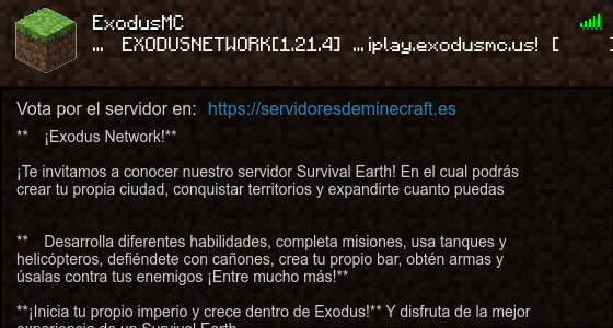 ExodusMC Servidor de Minecraft - ServidoresDeMinecraft.ES