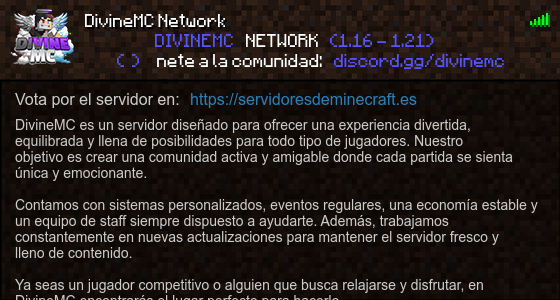 DivineMC Network Servidor de Minecraft - ServidoresDeMinecraft.ES
