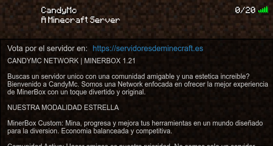 CandyMc Servidor de Minecraft - ServidoresDeMinecraft.ES