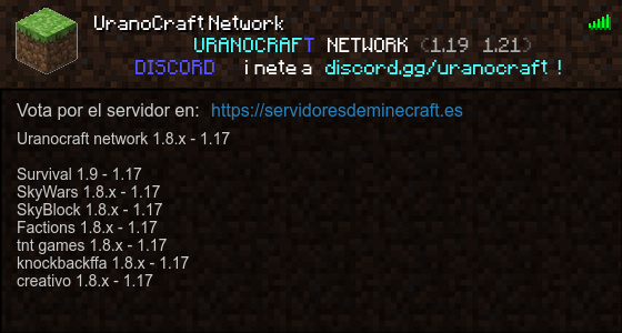 UranoCraft Network Servidor de Minecraft - ServidoresDeMinecraft.ES