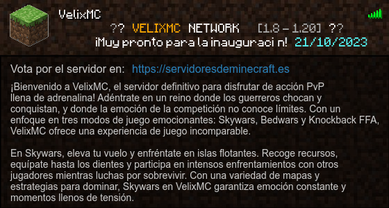VelixMC Servidor de Minecraft - ServidoresDeMinecraft.ES