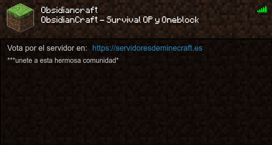 Obsidiancraft Servidor de Minecraft - ServidoresDeMinecraft.ES