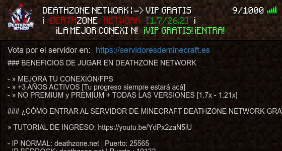 DEATHZONE NETWORK | -> VIP GRATIS Servidor de Minecraft ...